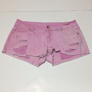 Decree pink distressed jean shorts